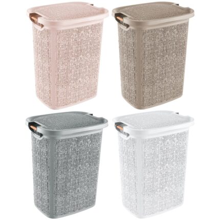 καλάθι απλύτων 60L, καλάθι ρούχων με λαβή, laundry basket 60 λίτρα, καλάθι απλύτων με ξύλινη λαβή, TR605-606