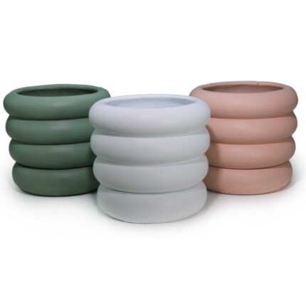 κεραμική γλάστρα με πιάτο, γλάστρα modern round 17x17x16, γλάστρα minimal, γλάστρα εσωτερικού χώρου, διακοσμητική γλάστρα