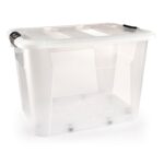 κουτί αποθήκευσης με ρόδες, storage box, διάφανο κουτί αποθήκευσης, πλαστικό κουτί αποθήκευσης, κουτί οργάνωσης, αποθηκευτικό κουτί 60L, κουτί με καπάκι, NEW GEN, VIOSARP, M-1806, 5206753038092.