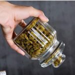 βάζο γυάλινο με καπάκι, γυάλινο βάζο 650ml, βάζο αποθήκευσης τροφίμων, βάζο για καφέ, βάζο για ζάχαρη, βάζο για μπαχαρικά, γυάλινο δοχείο κουζίνας, ριγέ βάζο, FY105SY, VIOSARP, 5206753040088