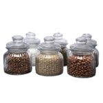 βάζο γυάλινο με καπάκι, γυάλινο βάζο 650ml, βάζο αποθήκευσης τροφίμων, βάζο για καφέ, βάζο για ζάχαρη, βάζο για μπαχαρικά, γυάλινο δοχείο κουζίνας, ριγέ βάζο, FY105SY, VIOSARP, 5206753040088