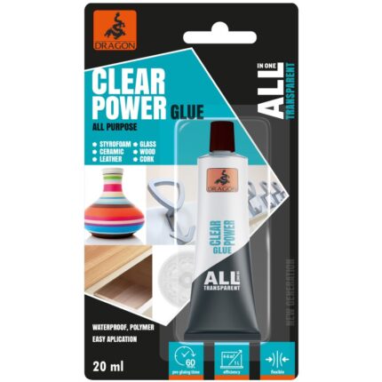 κόλλα όλα σε ένα, clear power glue, κόλλα γενικής χρήσης, πολυμερική κόλλα, διάφανη κόλλα, αδιάβροχη κόλλα, κόλλα για ξύλο, κόλλα για γυαλί, κόλλα για κεραμικά, DKU020, 5903649069757