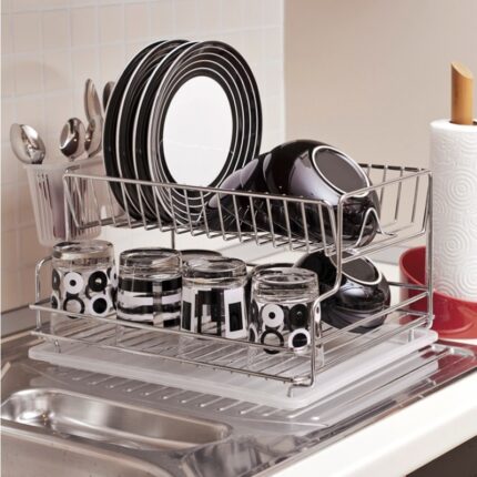 πιατοθήκη ανοξείδωτη διώροφη