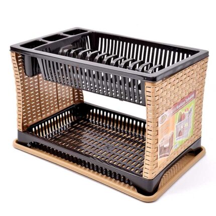 πιατοθήκη rattan, διώροφη πιατοθήκη, πιατοθήκη κουζίνας, στεγνωτήριο πιάτων, πιατοθήκη για νεροχύτη, πιατοθήκη 2 ορόφων, οργάνωση κουζίνας, VIOSARP, ΤΡ 7071, 8697480570714