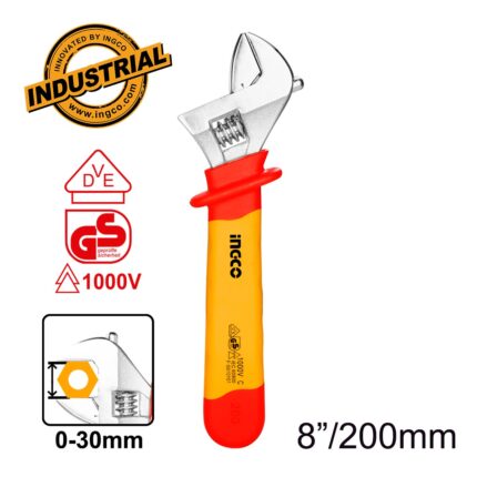 γαλλικό κλειδί VDE, ηλεκτρολόγου εργαλείο 1000V, γαλλικό κλειδί 200mm, HIADW081, μονωμένο γαλλικό κλειδί, εργαλεία ηλεκτρολόγου, VDE wrench, εργαλείο σύσφιξης 0-24mm.
