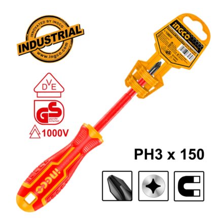 κατσαβίδι VDE PH3, κατσαβίδι ηλεκτρολόγου σταυρού 150mm, μονωμένο κατσαβίδι PH3, εργαλεία ηλεκτρολόγου Cr-V VDE, κατσαβίδι 1000V EN60900, επαγγελματικό κατσαβίδι PH3 ηλεκτρολόγου