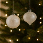 Γυάλινη Μπάλα Διαφανής με Γκλίτερ – Σετ 4τμχ, 10cm (2 Σχήματα)