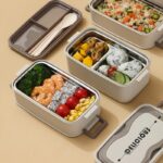 φαγητοδοχείο inox, ανοξείδωτο lunch box, lunch box με χώρισμα, φαγητοδοχείο με κουτάλι, φαγητοδοχείο 1.1L, ορθογώνιο φαγητοδοχείο, δοχείο φαγητού για γραφείο, δοχείο φαγητού για σχολείο, VIOSARP, 5206753047261