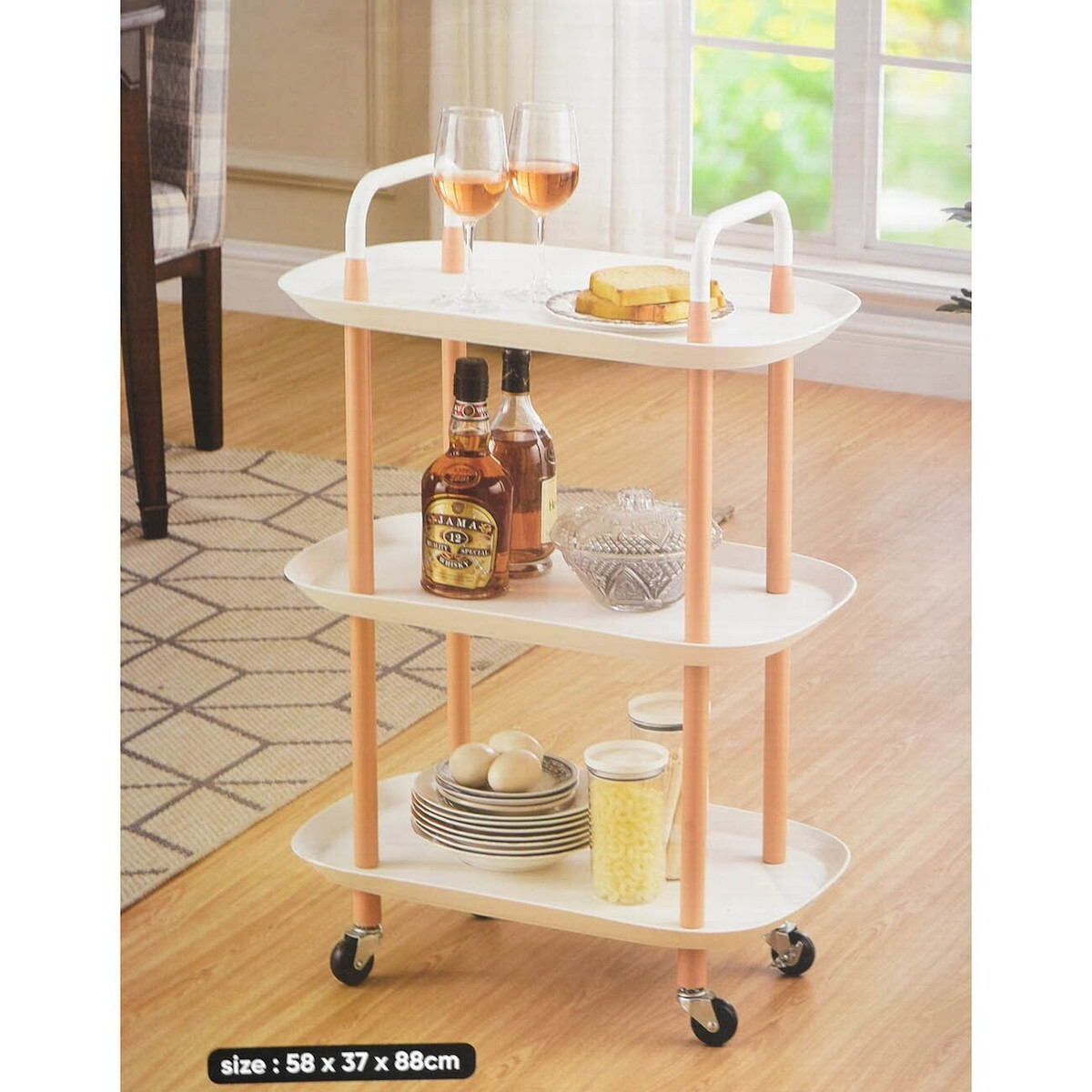 Sidirela Επιδαπέδια Κάβα Ποτών Μεταλλική με Ρόδες 58x37x88εκ.