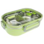 ΦΑΓΗΤΟΔΟΧΕΙΟ ΑΝΟΞΕΙΔΩΤΟ LUNCH BOX ΟΡΘΟΓΩΝΙΟ ΜΕ ΧΩΡΙΣΜΑ ΚΑΙ ΚΟΥΤΑΛΙ ΧΡΩΜΑΤΙΣΤΟ ΣΧΕΔΙΟ 720ΜL 21x15x6,5cm VIOSARP