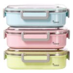 ΦΑΓΗΤΟΔΟΧΕΙΟ ΑΝΟΞΕΙΔΩΤΟ LUNCH BOX ΟΡΘΟΓΩΝΙΟ ΜΕ ΧΩΡΙΣΜΑ ΚΑΙ ΚΟΥΤΑΛΙ ΧΡΩΜΑΤΙΣΤΟ ΣΧΕΔΙΟ 720ΜL 21x15x6,5cm VIOSARP