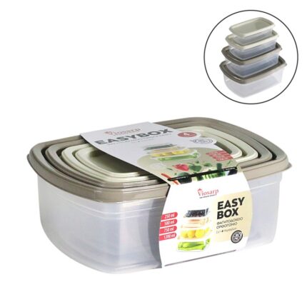ΦΑΓΗΤΟΔΟΧΕΙΟ EASYBOX ΟΡΘΟΓΩΝΙΟ ΣΕΤ 4 ΤΕΜ 250ml-500ml-750ml-1200ml No659 VIOSARP