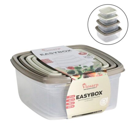 ΦΑΓΗΤΟΔΟΧΕΙΟ EASYBOX ΤΕΤΡΑΓΩΝΟ ΣΕΤ 4 ΤΕΜ 275ml-500ml-850ml-1350ml No662 VIOSARP