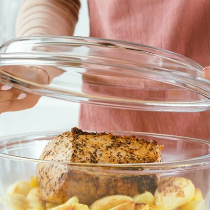 ΠΥΡΙΜΑΧΟ ΣΚΕΥΟΣ ΚΑΤΣΑΡΟΛΑ ΟΒΑΛ ΓΥΑΛΙΝΗ ΜΕ ΚΑΠΑΚΙ No45062 (19x34χ12cm) VIOSARP