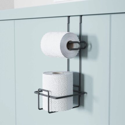 ΡΑΦΙ ΜΕΤΑΛΛΙΚΟ ΜΑΥΡΟ ΚΡΕΜΑΣΤΟ ΓΙΑ ΝΤΟΥΛΑΠΙ ΜΕ ΘΗΚΗ ΓΙΑ ΧΑΡΤΙ ΥΓΕΙΑΣ SA030-B