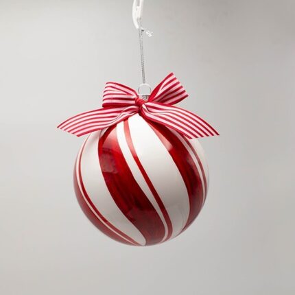 Γυάλινες Μπάλες Candy με Φιόγκο 12cm – Σετ 2τμχ