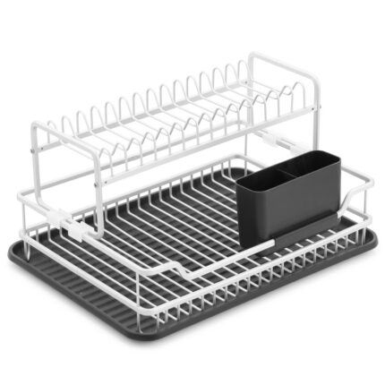 🧺 ΠΙΑΤΟΘΗΚΗ ΑΛΟΥΜΙΝΙΟΥ ΔΙΩΡΟΦΗ ΜΕ ΠΛΑΣΤΙΚΟ ΔΙΣΚΟ 43×32×30 cm (W6696-24) Οργανώστε τον χώρο της κουζίνας σας με στυλ και πρακτικότητα! Η διώροφη πιατοθήκη αλουμινίου W6696-24 είναι η ιδανική λύση για να στεγνώνετε πιάτα, ποτήρια και μαχαιροπήρουνα εύκολα και τακτοποιημένα. Η ανθεκτική αλουμινένια κατασκευή της εξασφαλίζει σταθερότητα και αντοχή στη φθορά και τη σκουριά, ενώ ο πλαστικός δίσκος συλλογής νερού στη βάση προστατεύει τον πάγκο σας από υγρασία και λεκέδες. Η διώροφη σχεδίαση εξοικονομεί πολύτιμο χώρο, επιτρέποντάς σας να εκμεταλλευτείτε το ύψος της πιατοθήκης, διαχωρίζοντας τα πιάτα από τα ποτήρια και τα σκεύη. Το κομψό, μοντέρνο design της ταιριάζει σε κάθε κουζίνα, από κλασική έως σύγχρονη.