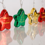 Σειρά 10 LED με Χρωματιστά Αστέρια – Θερμό Λευκό, Μπαταρίας, Χρονοδιακόπτης