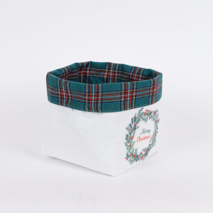 Καλαθάκι Υφασμάτινο με Στεφανάκι 18x22cm – Χριστουγεννιάτικη Διακόσμηση