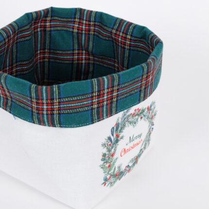 Καλαθάκι Υφασμάτινο με Στεφανάκι 18x22cm – Χριστουγεννιάτικη Διακόσμηση