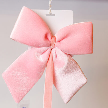 Φιογκος Βελούδινος Ροζ με Κορδέλα – 28 cm