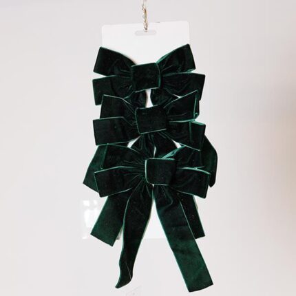 Μικροί Φιόγκοι Βελούδινοι Σμαραγδί – Σετ 3τμχ, 16x24cm