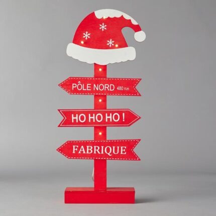 Ξύλινες Ταμπελίτσες με Φωτισμό LED και Χριστουγεννιάτικο Σκουφάκι – 21×6×46 cm – IP20