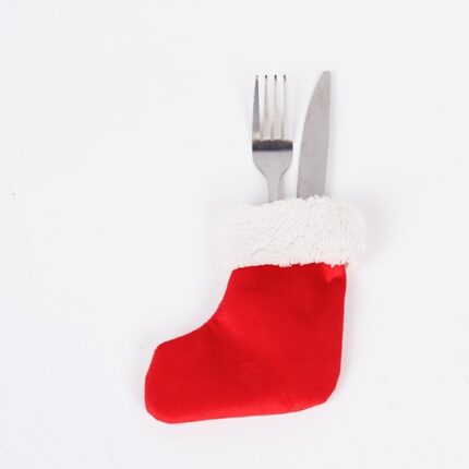 Θήκη Μαχαιροπίρουνου Κάλτσα Κόκκινη 12x14.5cm – Χριστουγεννιάτικη Διακόσμηση Τραπεζιού
