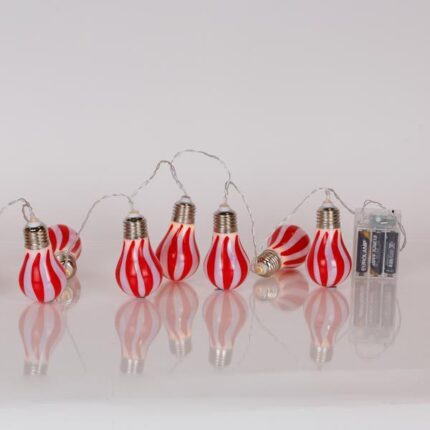 Σειρά 10 LED 5mm – Κόκκινη & Άσπρη Λάμπα , Μπαταρίας 3×AA , Χρονοδιακόπτης , Θερμό Λευκό , Διαφανές PVC Καλώδιο IP20