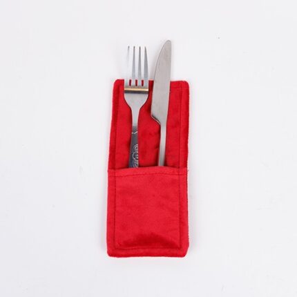 Θήκη Μαχαιροπίρουνου Κόκκινη 12x14.5cm – Χριστουγεννιάτικη Διακόσμηση Τραπεζιού