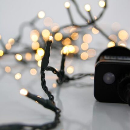 Σειρά 100 LED 3mm – Θερμό Λευκό, Πράσινο Καλώδιο, 8 Προγράμματα, IP44