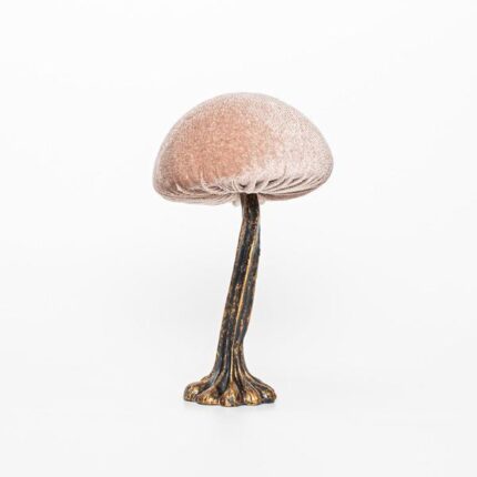 Μανιτάρι Βελούδινο Μπεζ 8x14cm – Χριστουγεννιάτικο Διακοσμητικό