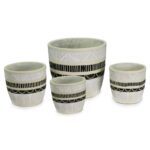 κεραμική γλάστρα λωρίδα 16cm, striped ceramic pot, modern flower pot, διακοσμητική γλάστρα εσωτερικού χώρου, decorative ceramic pot