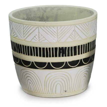 κεραμική γλάστρα λωρίδα 16cm, striped ceramic pot, modern flower pot, διακοσμητική γλάστρα εσωτερικού χώρου, decorative ceramic pot