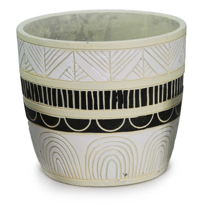 5206753036555_0 κεραμική γλάστρα λωρίδα, striped ceramic pot 11cm, modern flower pot, γλάστρα εσωτερικού χώρου, decorative ceramic pot