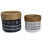 κεραμική γλάστρα ethnic rope 16cm, γλάστρα boho, γλάστρα με υφή σχοινιού, διακοσμητική γλάστρα εσωτερικού χώρου, large ceramic flower pot