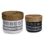 κεραμική γλάστρα ethnic rope, γλάστρα boho 10cm, γλάστρα με υφή σχοινιού, διακοσμητική γλάστρα εσωτερικού χώρου, small ceramic flower pot