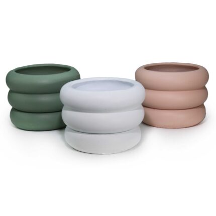 κεραμική γλάστρα με πιάτο, γλάστρα modern round, γλάστρα 17x17, γλάστρα minimal, διακοσμητική γλάστρα εσωτερικού χώρου