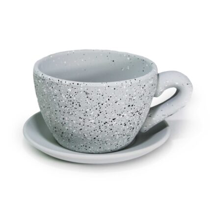 κεραμική γλάστρα κούπα, γλάστρα τύπου μάρμαρο, γλάστρα με πιάτο 18,5cm, marble flower pot,