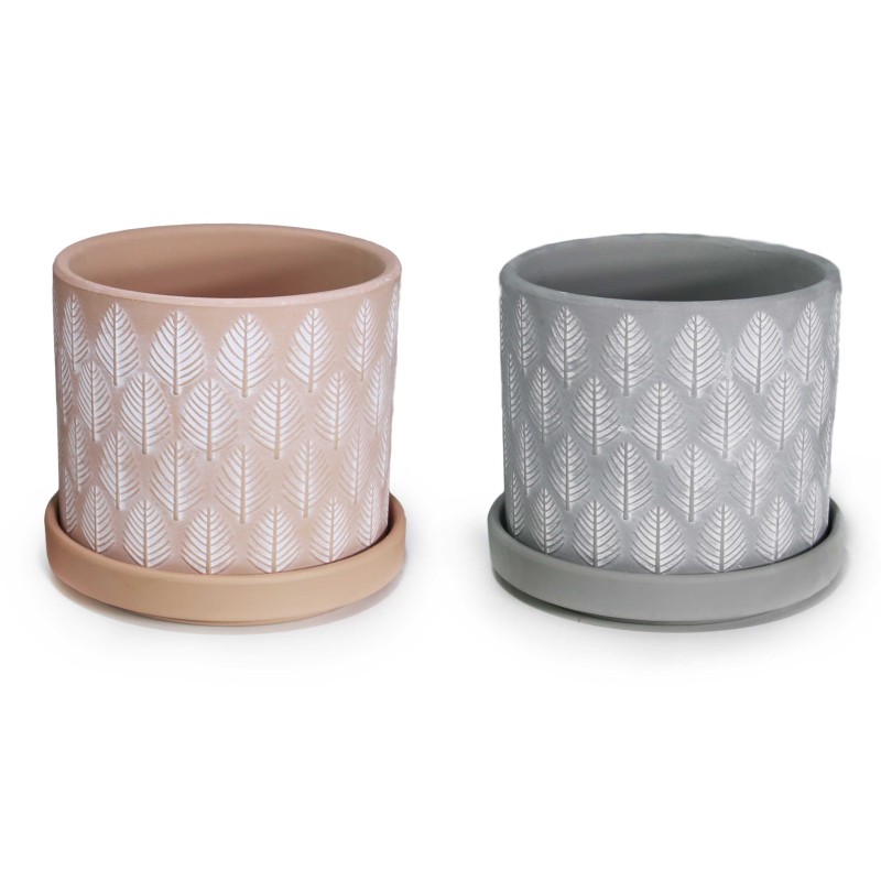 5206753037569 σετ γλάστρες κεραμικές, γλάστρα με πιάτο φυλλαράκι, κεραμικές γλάστρες 3τμχ, botanical flower pots, No20225