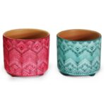 σετ γλάστρες κεραμικές χρωματιστές, κεραμικές γλάστρες 3τμχ, γλάστρα εσωτερικού χώρου, διακοσμητικές γλάστρες, No20245