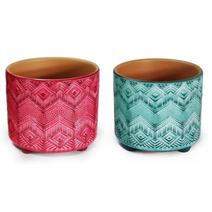 σετ γλάστρες κεραμικές χρωματιστές, κεραμικές γλάστρες 3τμχ, γλάστρα εσωτερικού χώρου, διακοσμητικές γλάστρες, No20245