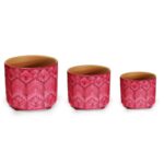 σετ γλάστρες κεραμικές χρωματιστές, κεραμικές γλάστρες 3τμχ, γλάστρα εσωτερικού χώρου, διακοσμητικές γλάστρες, No20245