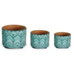 σετ γλάστρες κεραμικές χρωματιστές, κεραμικές γλάστρες 3τμχ, γλάστρα εσωτερικού χώρου, διακοσμητικές γλάστρες, No20245