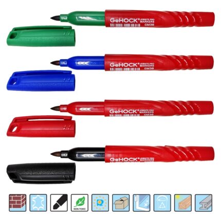μαρκαδόρος ανεξίτηλος 1mm, permanent marker GeHOCK, μαρκαδόρος για μέταλλο και σκυρόδεμα, επαγγελματικός μαρκαδόρος, μαρκαδόρος 4 χρώματα
