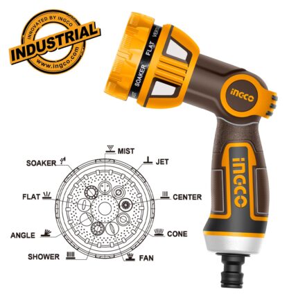 πιστόλι ποτίσματος 9 θέσεων, εκτοξευτής νερού μεταλλικός, ακροφύσιο ποτίσματος πολλαπλών λειτουργιών, πιστόλι νερού λάστιχου, nozzle κήπου 9 λειτουργιών, εκτοξευτής νερού INGCO, πιστόλι ποτίσματος μεταλλικό, εξαρτήματα λάστιχου ποτίσματος, εκτοξευτής νερού κήπου, πιστόλι νερού για πλύσιμο.