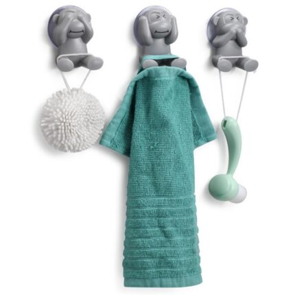 κρεμαστράκι βεντούζα, κρεμαστράκι μπάνιου, suction hook, κρεμάστρα τοίχου χωρίς τρύπημα, VIOSARP MONKEY, κρεμαστράκι κουζίνας, διακοσμητικό κρεμαστράκι, organizer μπάνιου.