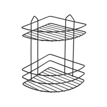 εταζέρα μπάνιου γωνιακή μαύρη, μεταλλική εταζέρα 2 θέσεων, ράφι γωνιακό μπάνιου, black corner shelf, εταζέρα τοίχου μπάνιου, μεταλλικό ράφι μπάνιου, αξεσουάρ μπάνιου, εταζέρα κουζίνας, οργάνωση μπάνιου, VIOSARP εταζέρα.