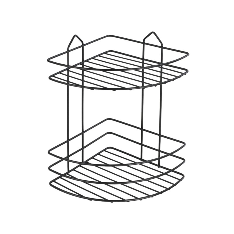 5206753050902 εταζέρα μπάνιου γωνιακή μαύρη, μεταλλική εταζέρα 2 θέσεων, ράφι γωνιακό μπάνιου, black corner shelf, εταζέρα τοίχου μπάνιου, μεταλλικό ράφι μπάνιου, αξεσουάρ μπάνιου, εταζέρα κουζίνας, οργάνωση μπάνιου, VIOSARP εταζέρα.