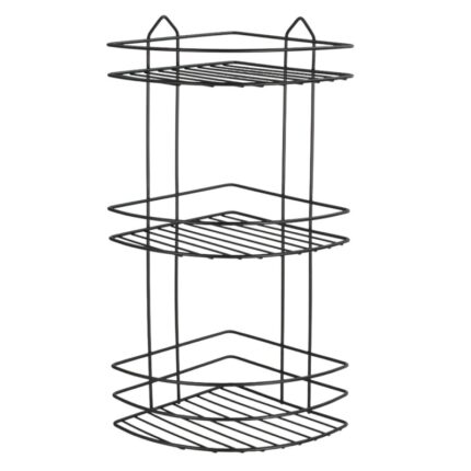 εταζέρα μπάνιου γωνιακή μαύρη, μεταλλική εταζέρα 3 θέσεων, ράφι γωνιακό μπάνιου, black corner shelf, εταζέρα τοίχου μπάνιου, μεταλλικό ράφι μπάνιου, οργάνωση μπάνιου, αξεσουάρ μπάνιου, εταζέρα κουζίνας, VIOSARP εταζέρα.